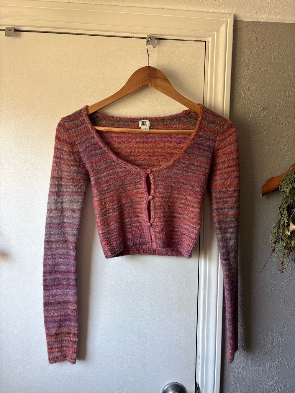 BDG Multicolor Striped Knit Top in Pink and Orange Hues
